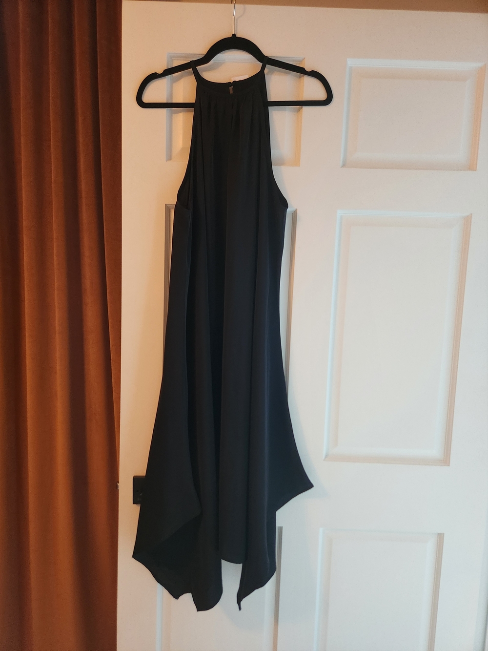 Sleeveless Black Halter-Style Draped Women's Dress
